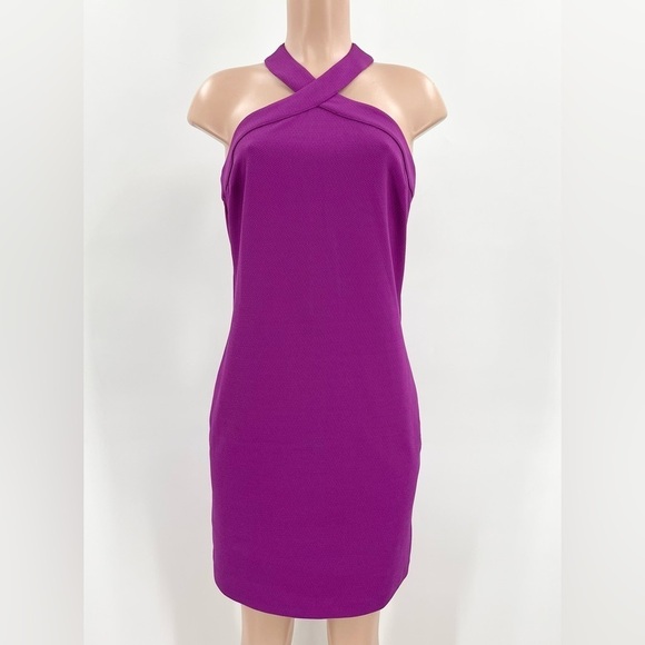Trina Turk Purple Fabiana Textured Halter Dress - Picture 1 of 11